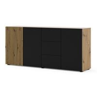KOMMODE Artisan Eiche, Schwarz 180/82/42 - Schwarz, Holzwerkstoff (180/82/42cm) - RAUMHIRSCH FURNITURE