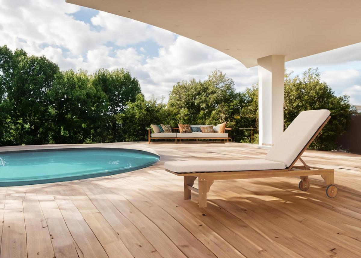SONNENLIEGE Beige - Beige, Holz (66/110/200cm) - MCW