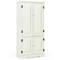 MEHRZWECKSCHRANK Flurschrank Weiß - Weiß, Holz (89/123/32cm) - COSTWAY