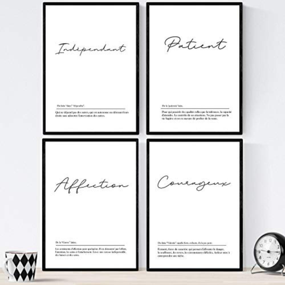 POSTER Set mit 4 Worten auf Französisch A3 Rahmenlos - Klar, Papier (29.7/3cm) - Nacnic