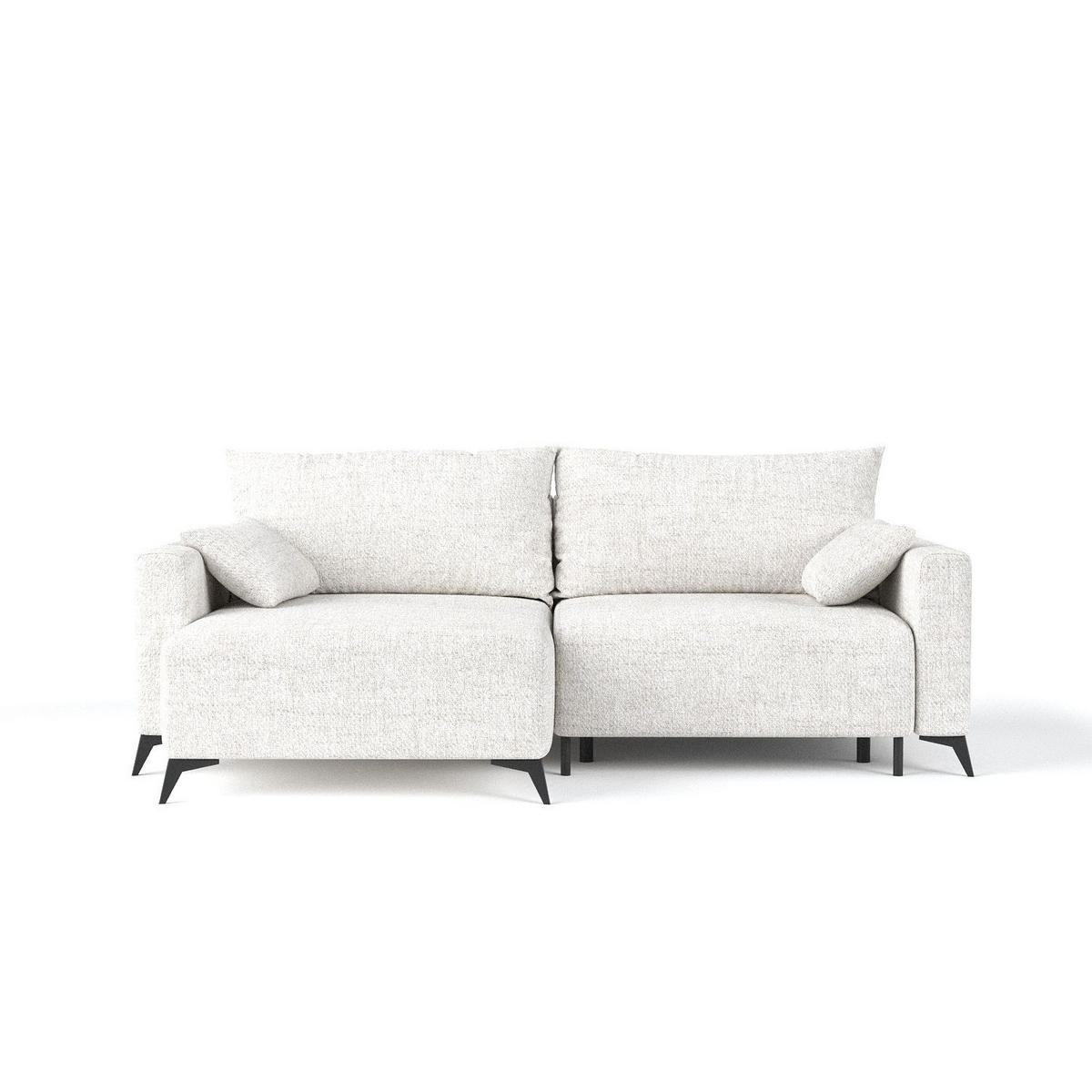 ECKSOFA NUVIO mit Schlaffunktion Creme im Neve Stoff - Creme/Schwarz, Holz/Holzwerkstoff (239/148cm) - AltaBeds