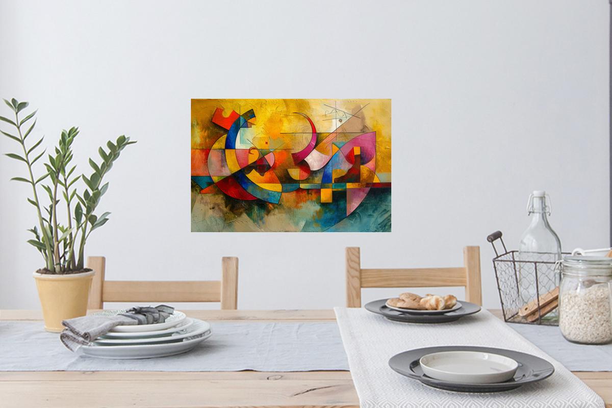 WANDTATTOO Kunst - Abstrakt - Modern Deko Wohnzimmer 60x40 cm - Gelb, Kunststoff (60/40/0.1cm) - MuchoWow