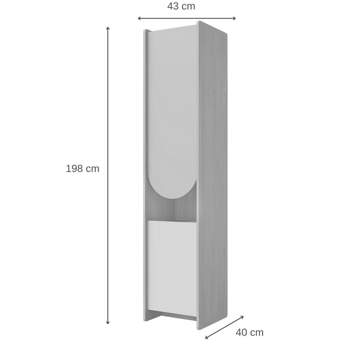 BÜCHERREGAL Lena mit 2 Türen und offenem Fach, 43 cm, für Jugendliche, Eiche Cremona/Macadamia/Puderrosa, Rechts - Eichefarben/Beige, Holzwerkstoff (43/198/40cm) - Beautysofa