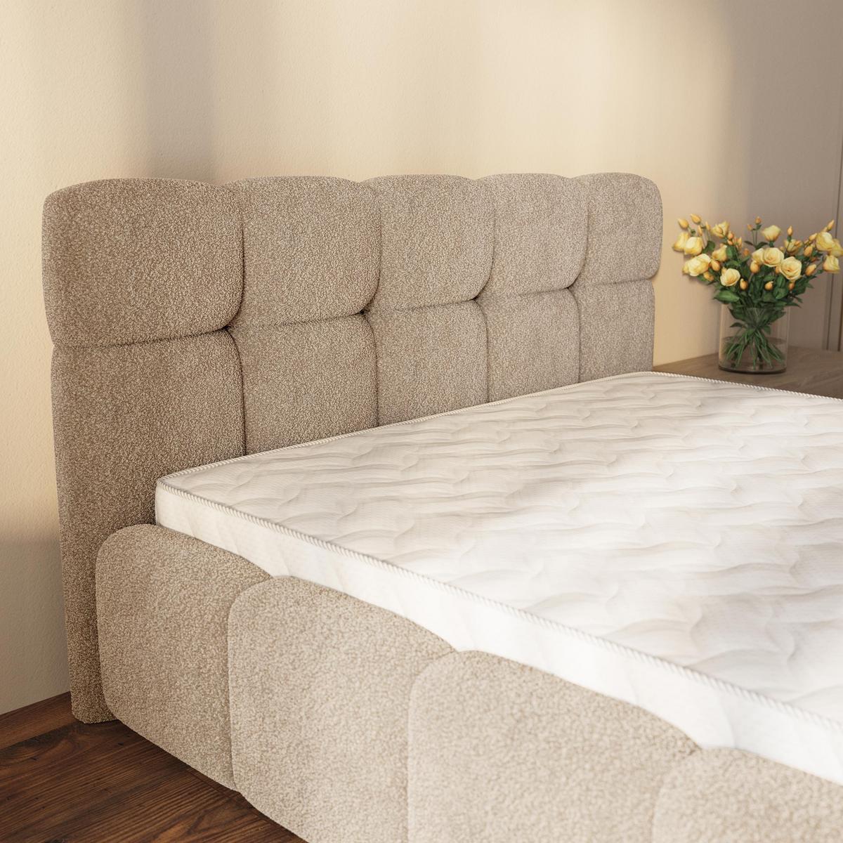 POLSTERBETT ELIZJA 120x200 cm mit Bettkästen - Beige - Beige, Holz (120/200cm) - MASSENO