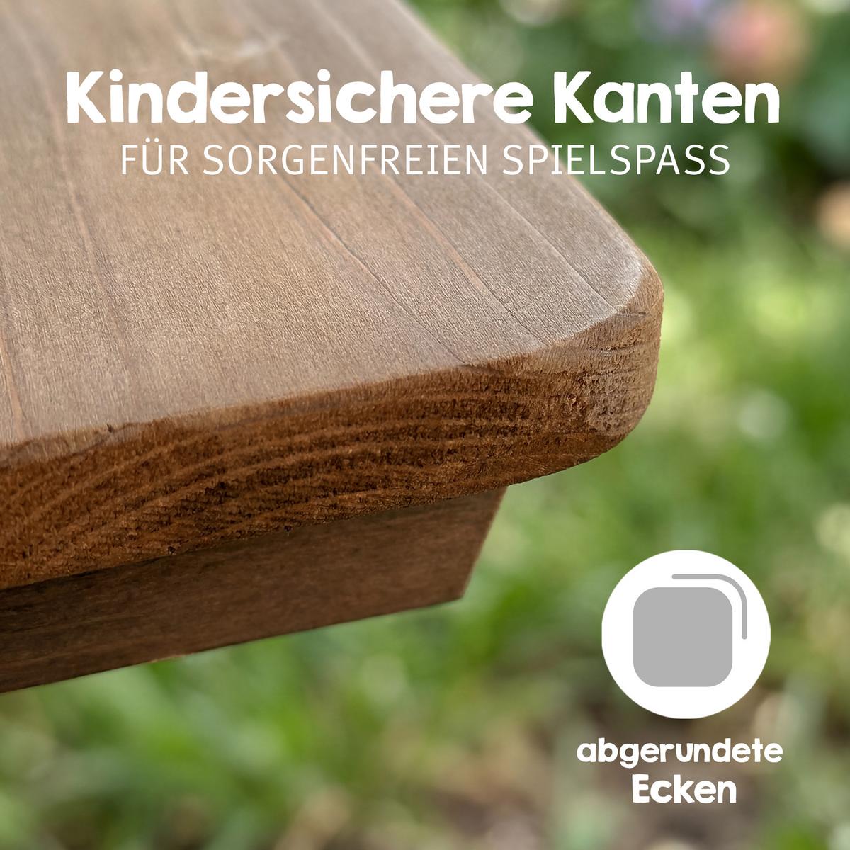 KINDERSITZGRUPPE PICKNICK for 4' Outdoor + teak mit Lehne und Bankkissen - Teakfarben, Holz - Roba