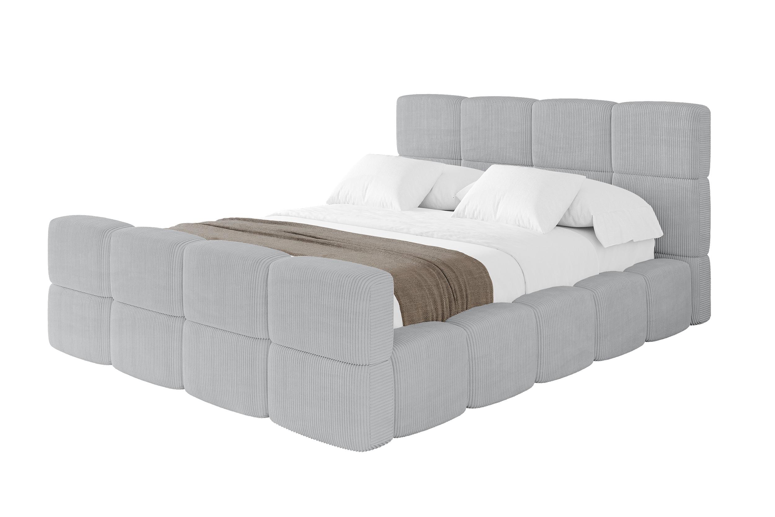 POLSTERBETT mit Bettkasten und Lattenrost, Bett mit Matratze H3/H4, Kopfteil, Boxbett, Doppelbett mit Stauraum - NATA-Z 120x200 Grau - Graphitfarben, Holzwerkstoff/Textil (120/200cm) - ALTDECOR