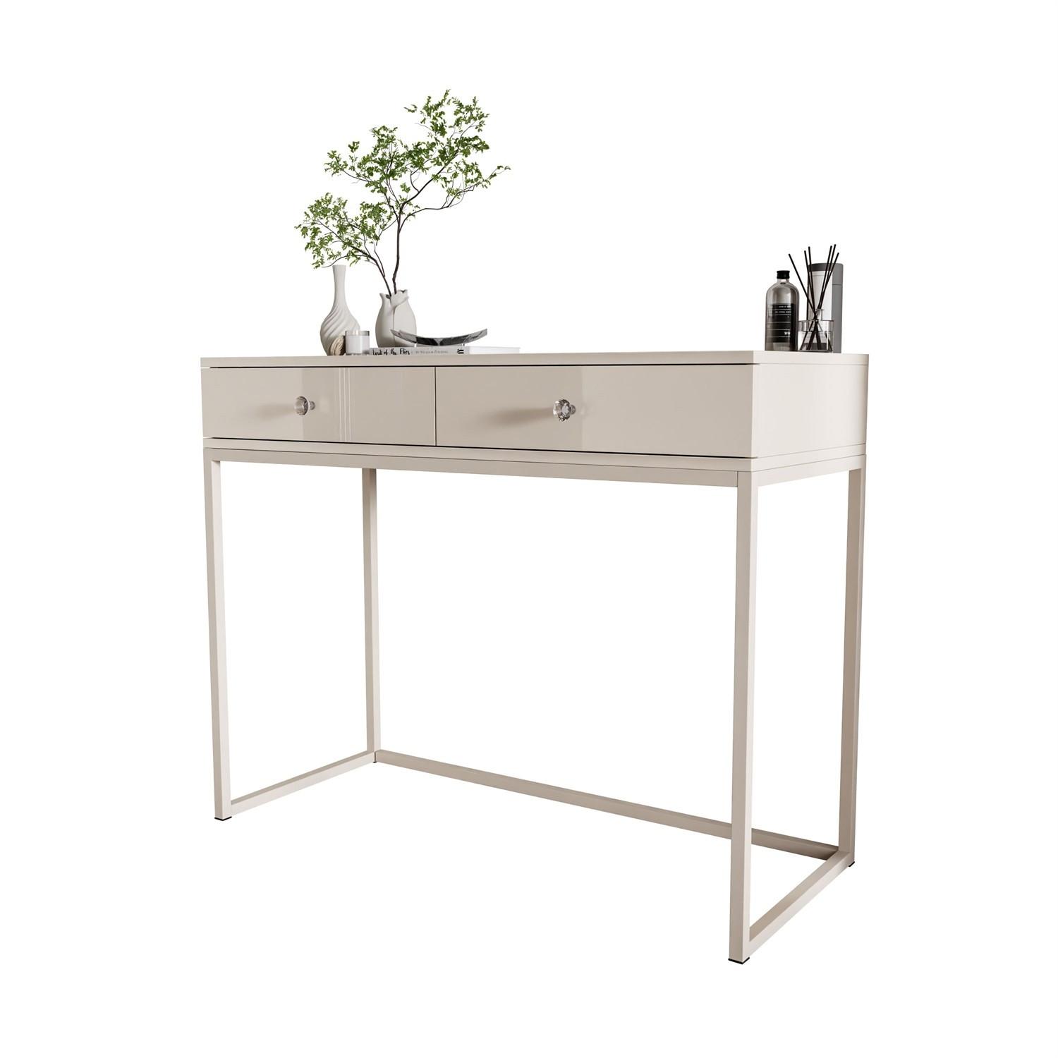 KONSOLE Glamour auf Kaschmir-Gestell mit Kristallgriff - Kaschmir/Transparent, Holzwerkstoff (100/81/42cm) - Lookway