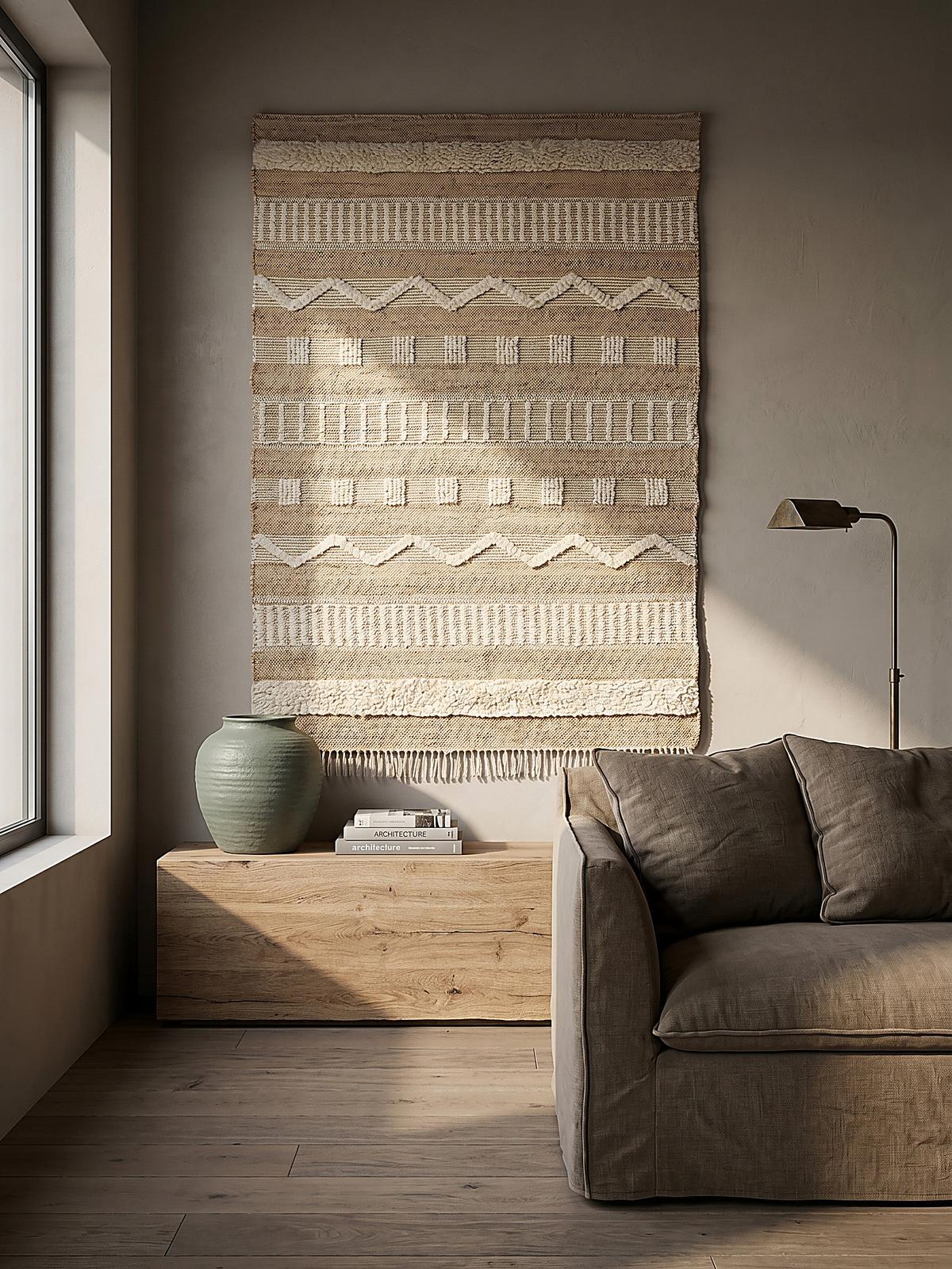 TEPPICH aus Jute handgewebt WHARFE in Braun-Beige, geometrisch, 160 x 230 cm - Braun, Textil (230/160cm) - KADIMA DESIGN