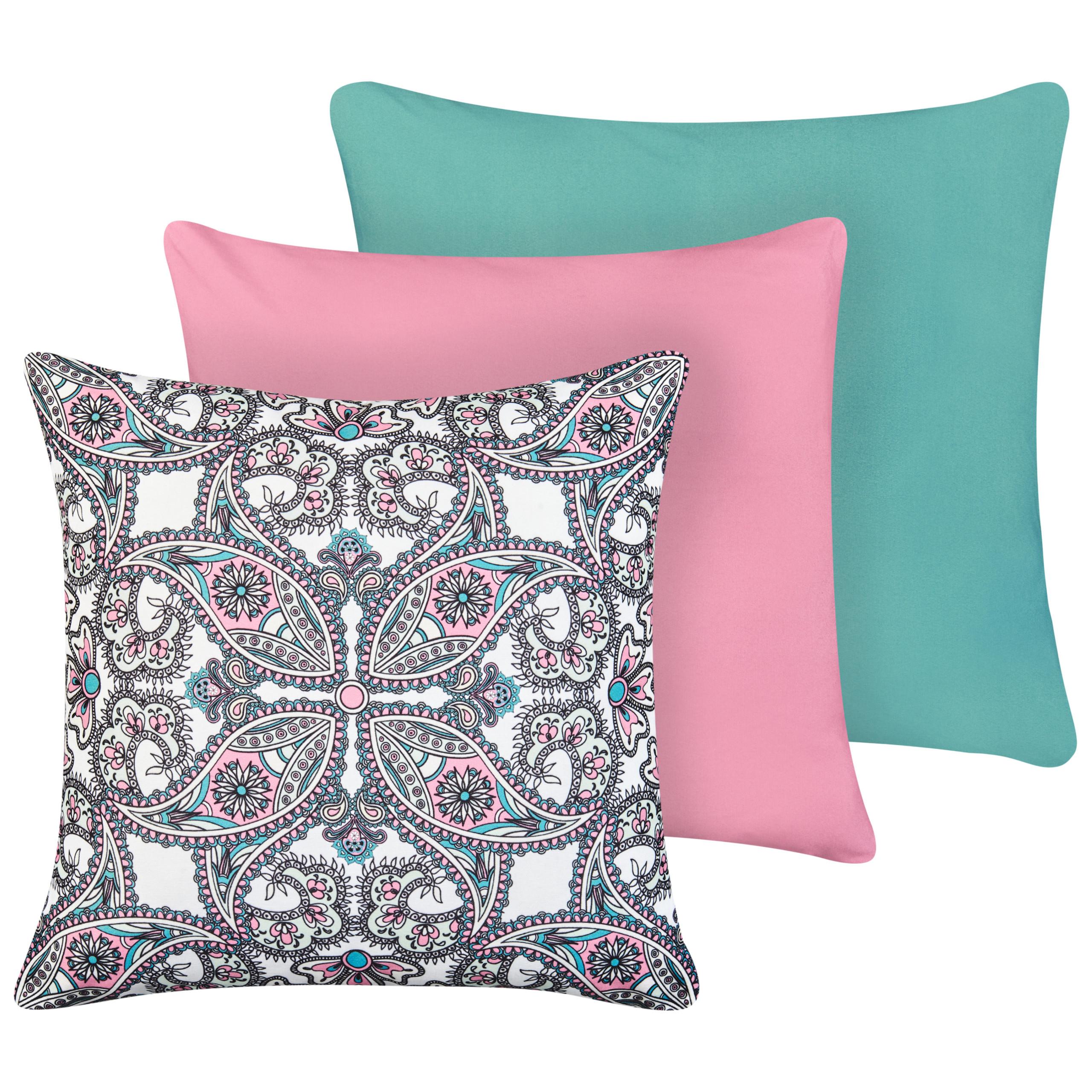 GARTENKISSEN 3er-Set Purpur 45/45 cm Tide - Pink/Violett, Textil (45/10/45cm) - Beliani
