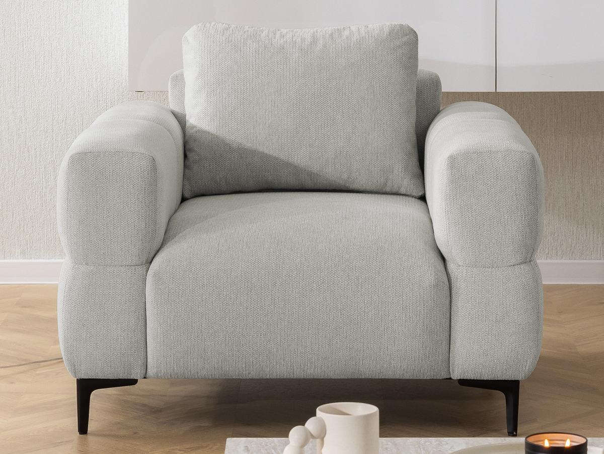 SESSEL Cardea in Bubble-Optik aus weichem Hellgrau Strukturstoff mit hohem Sitzkomfort - Hellgrau/Schwarz, Holz/Textil (102/80/97cm) - S-Style Möbel