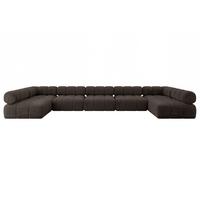WOHNLANDSCHAFT modulares Sofa Garvo-U3 - 475x190x70 cm Braun Velours - Braun, Holzwerkstoff/Textil (475/70/190cm) - ALTDECOR