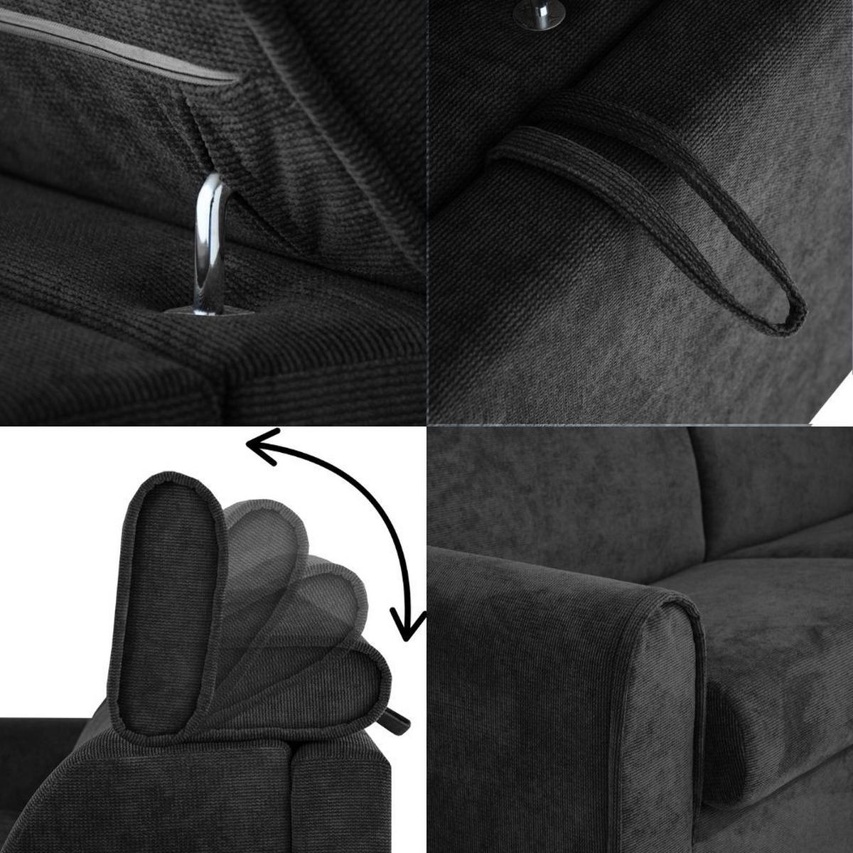 SCHLAFSOFA Pavarti mit italienischem Gestell, 140x195, Schwarz - Schwarz, Holzwerkstoff/Textil (194/88/100cm) - Beautysofa