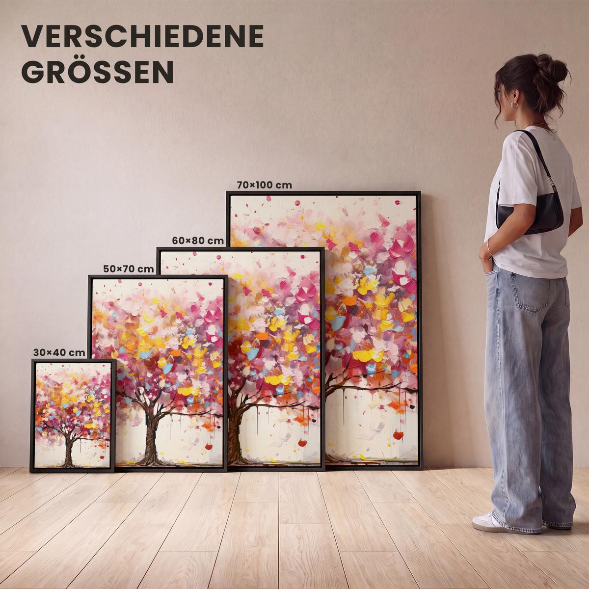 LEINWAND Bilder mit Rahmen - Aquarell - Baum - Kunst - Abstrakt - 70x100 - Multicolor, Textil (70/100cm) - MuchoWow