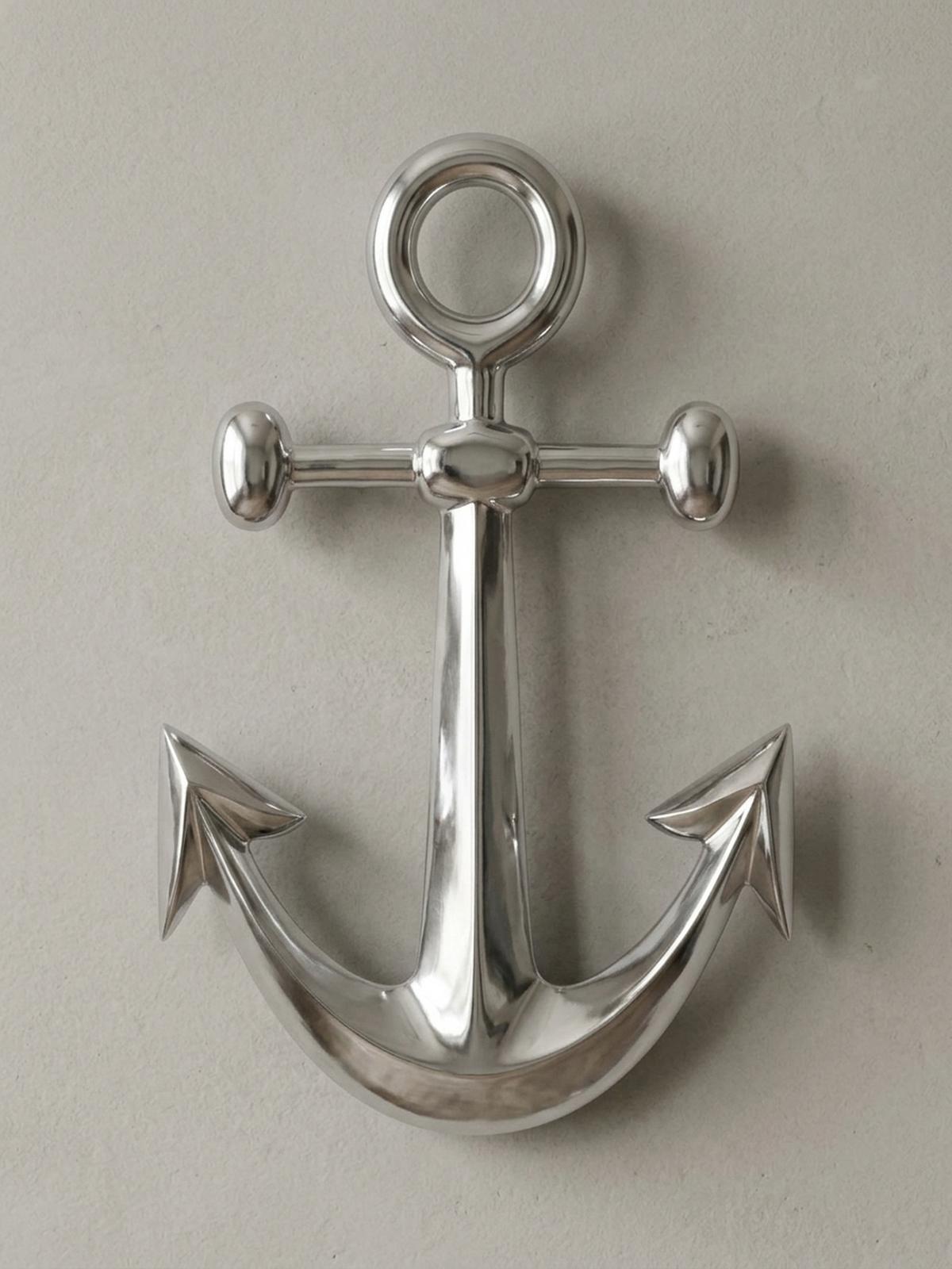 WANDDEKO Anker Aluminium silberfarben poliert 62,5 cm handgefertigt - Silberfarben, Metall (40/63/4cm) - KADIMA DESIGN