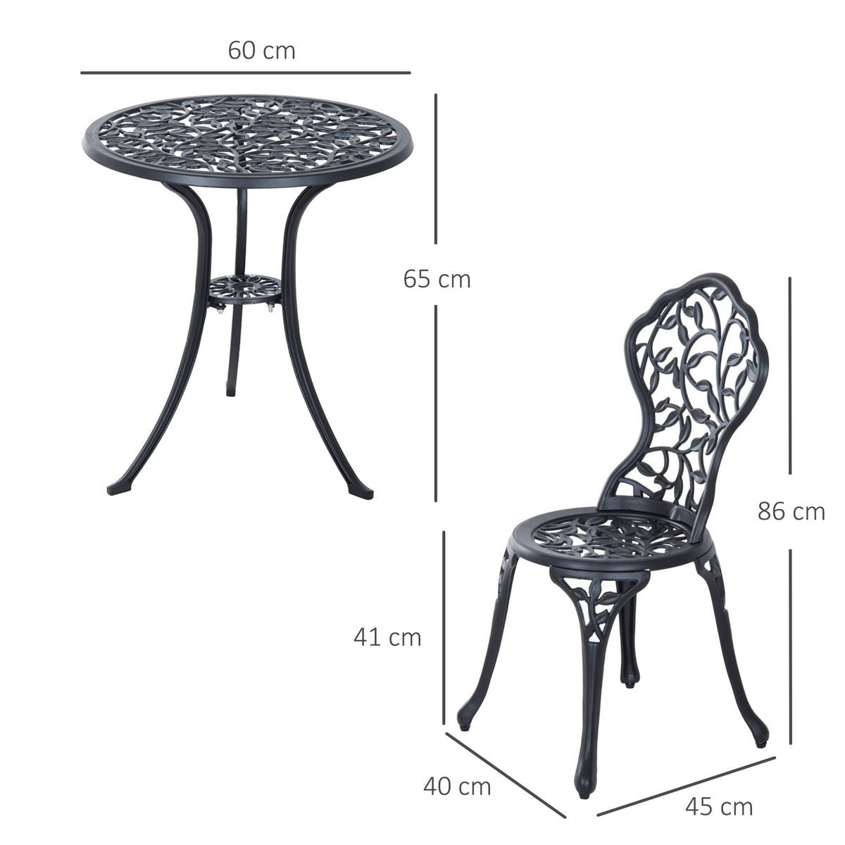 BISTROSET, Aluminiumguss, Schwarz - Schwarz, Metall - Outsunny