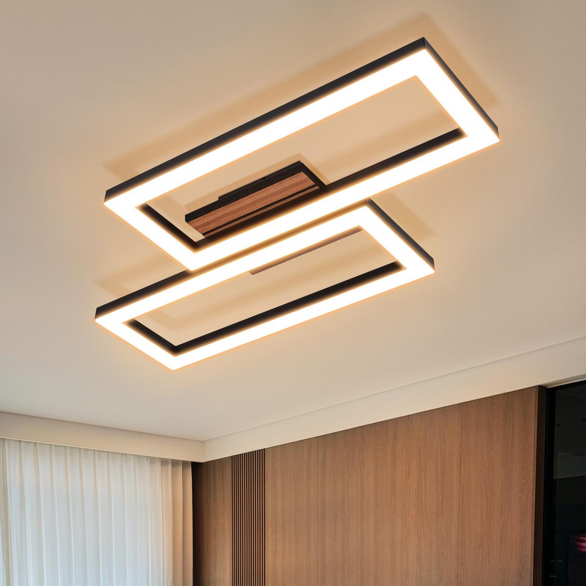 LED DECKENLEUCHTE Evoris 49/27/6 cm - Schwarz, Kunststoff/Metall (49/27/6cm) - ZMH