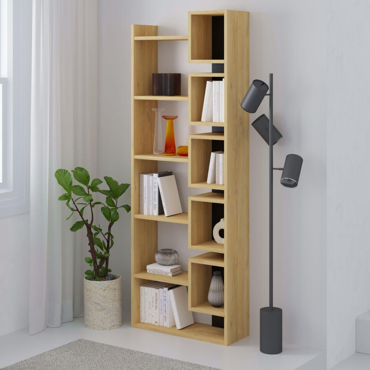 REGAL Design H168,5 cm - Eladi - Eiche Bianco/Anthrazit, Holzwerkstoff (22/168.5/60.4cm) - Calicosy