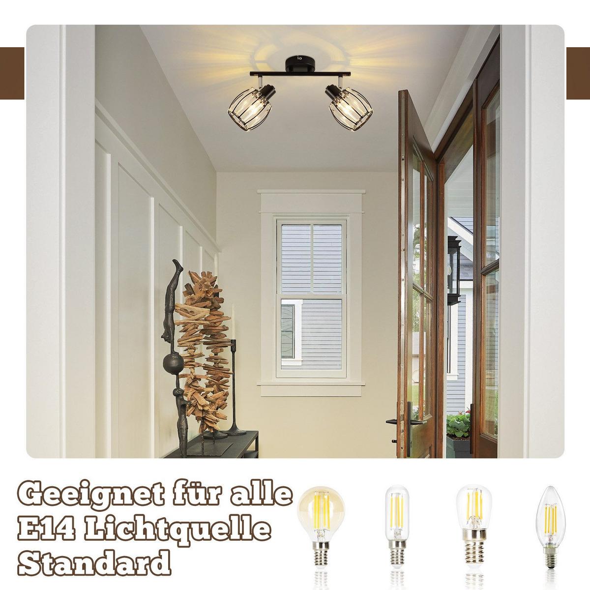 DECKENSTRAHLER Lehman 2-flammig 30/16/21cm - Schwarz, Metall (30/16/21cm) - Nettlife