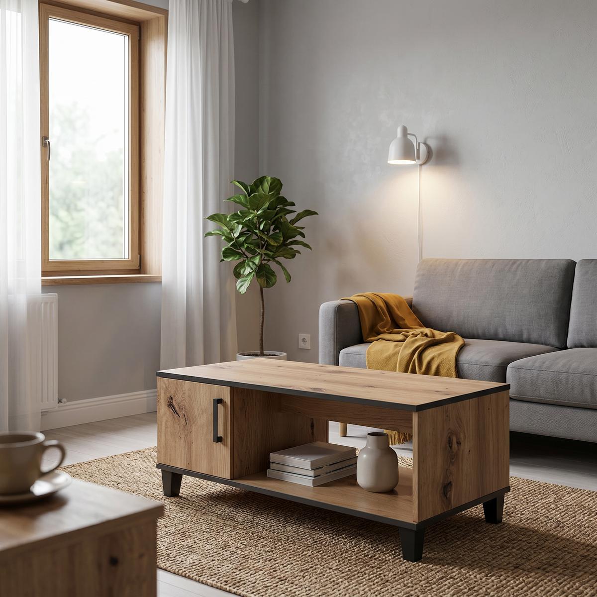 LOWBOARD CORTEZA 120/51,5/56 cm, Eiche Artisan - Eiche Artisan, Holzwerkstoff (120/51.5/56cm) - MASSENO
