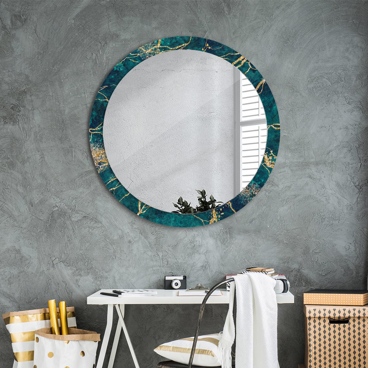 SPIEGEL Ø90 cm Rund mit Aufdruck - Türkis, Glas (90/90/0.4cm) - TULUP