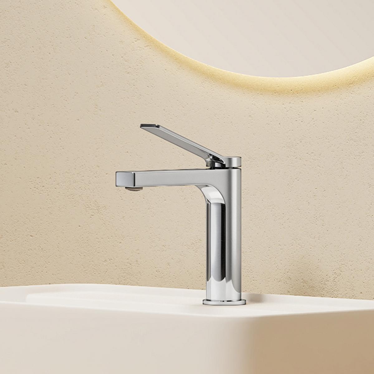 WASCHTISCHARMATUR Chrom 19,5/17,3/4,6 cm - Chromfarben, Metall (17.3/19.3/4.6cm) - EMKE