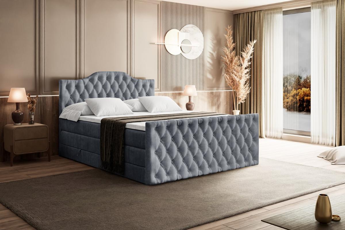 BOXSPRINGBETT VILA-1-Z KING - 140x200 - H3/H4 - Grau - Grau, Holzwerkstoff (140/200cm) - ALTDECOR