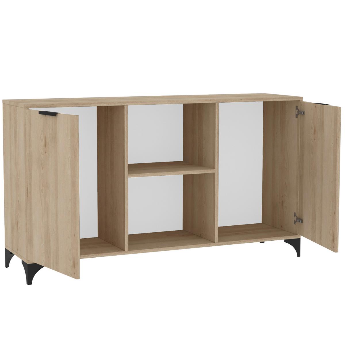 KOMMODE Home mit 2 Türen, mit Griffen, eiche Artisan - Schwarz/Eiche Artisan, Holzwerkstoff (150/85/40cm) - Beautysofa