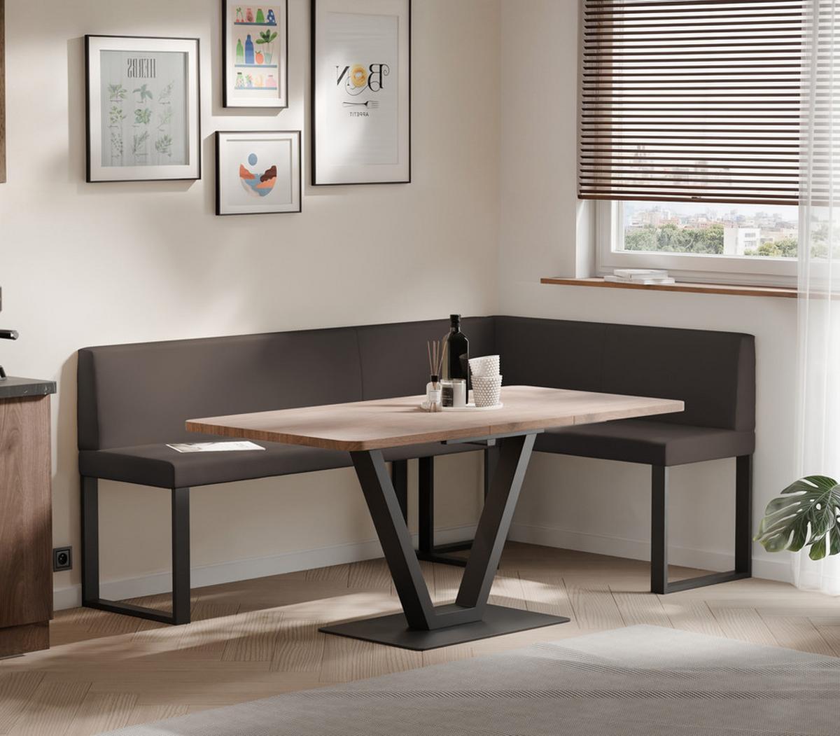 ECKBANK rechts SANA U Kunstleder glatt, 196/142 cm Braun - Braun, Kunststoff/Textil (142/196cm) - Idohome