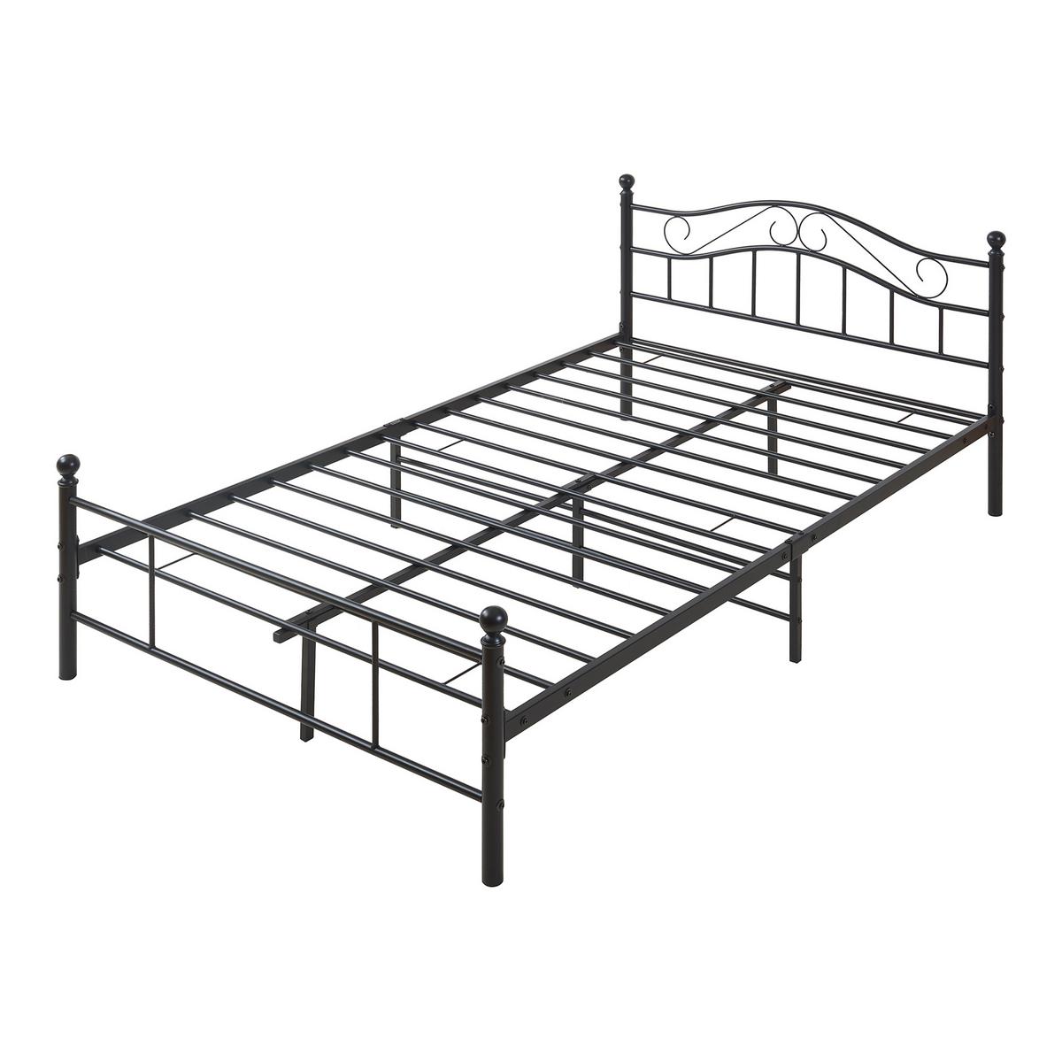 METALLBETT Florenz - Schwarz, Metall (120/200cm) - [en.casa]