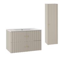 BADMÖBEL 80cm Izae 2er-Set Kaschmir - Beige, Holzwerkstoff (80/50/45.8cm) - Petits-meubles