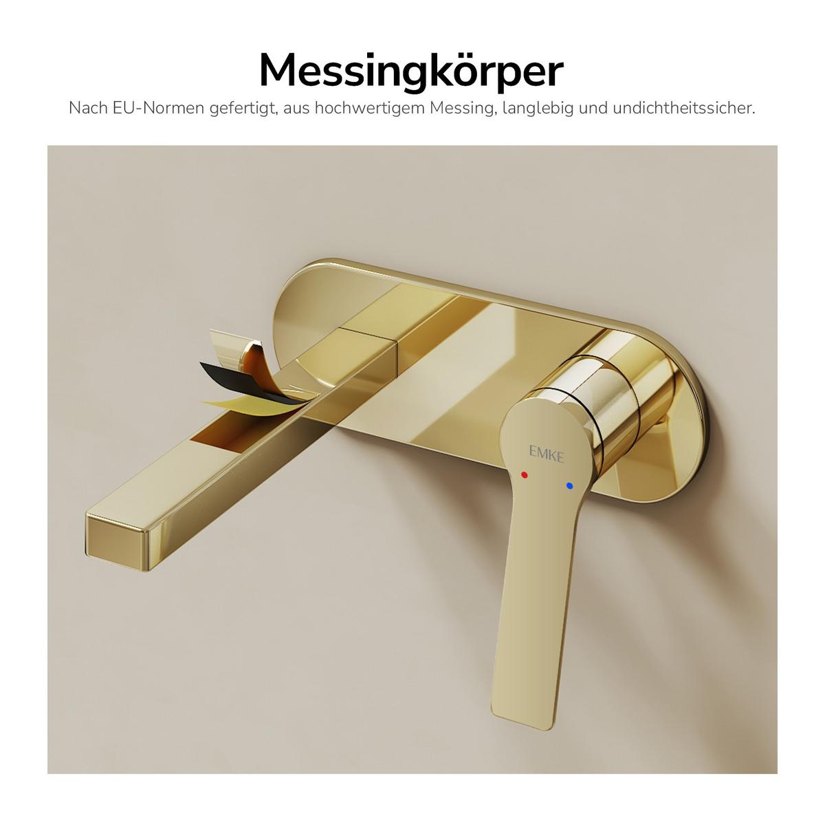 WASCHTISCHARMATUR mit Luftsprudler Messing Champagnergold - Goldfarben, Metall (21/7/28.8cm) - EMKE