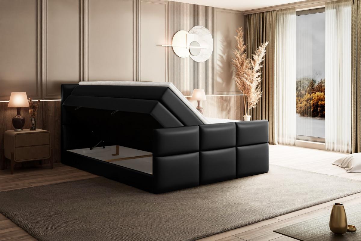 BOXSPRINGBETT OHIO-Z KING - 140x200 - H3/H4 - Schwarz Hochglanz - Schwarz Hochglanz, Holzwerkstoff (140/200cm) - ALTDECOR