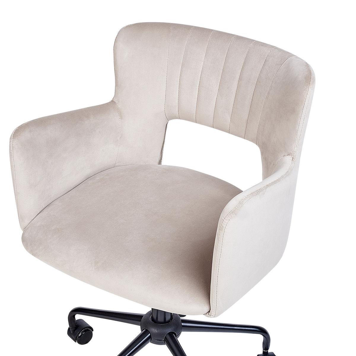 BÜROSTUHL Samtstoff Beige Sanilac - Beige, Textil/Metall (62/71/62cm) - Beliani