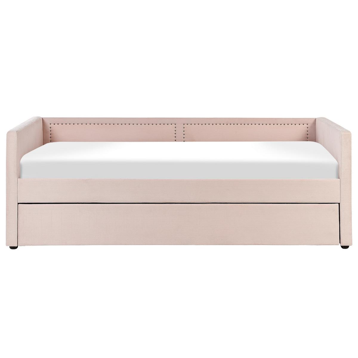 TAGESBETT 90/200cm Pastellrosa Mimizan - Pink, Naturmaterialien/Textil (90/200cm) - Beliani