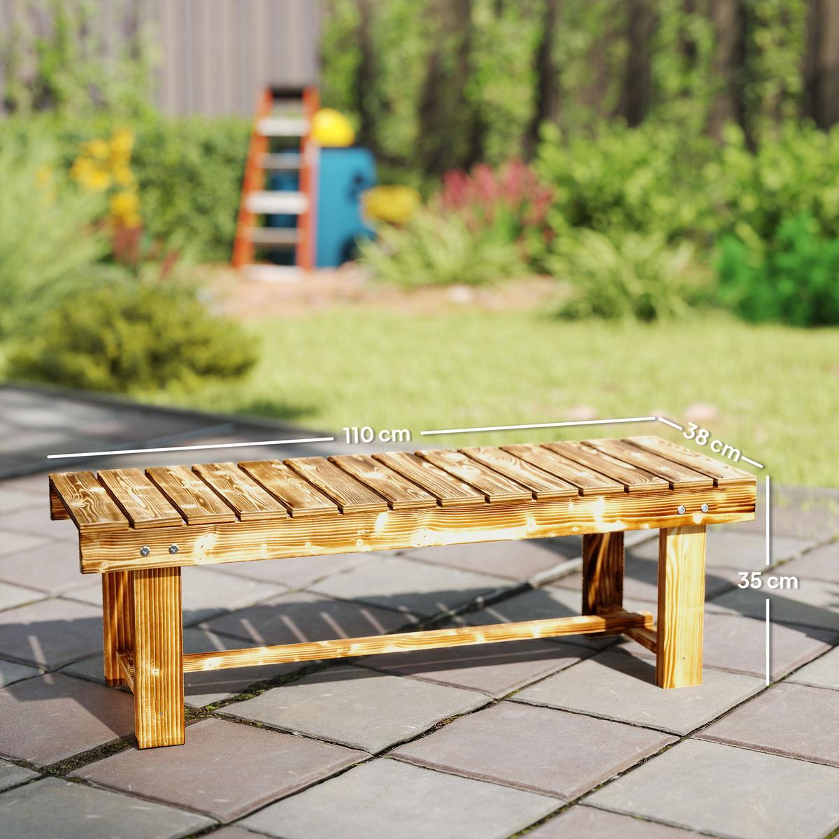 GARTENBANK, 2-Sitzer Holzbank, Gartenmöbel, Rustikale Bank, Massivholz, Dunkelbraun - Braun, Holz (38/35/110cm) - Outsunny
