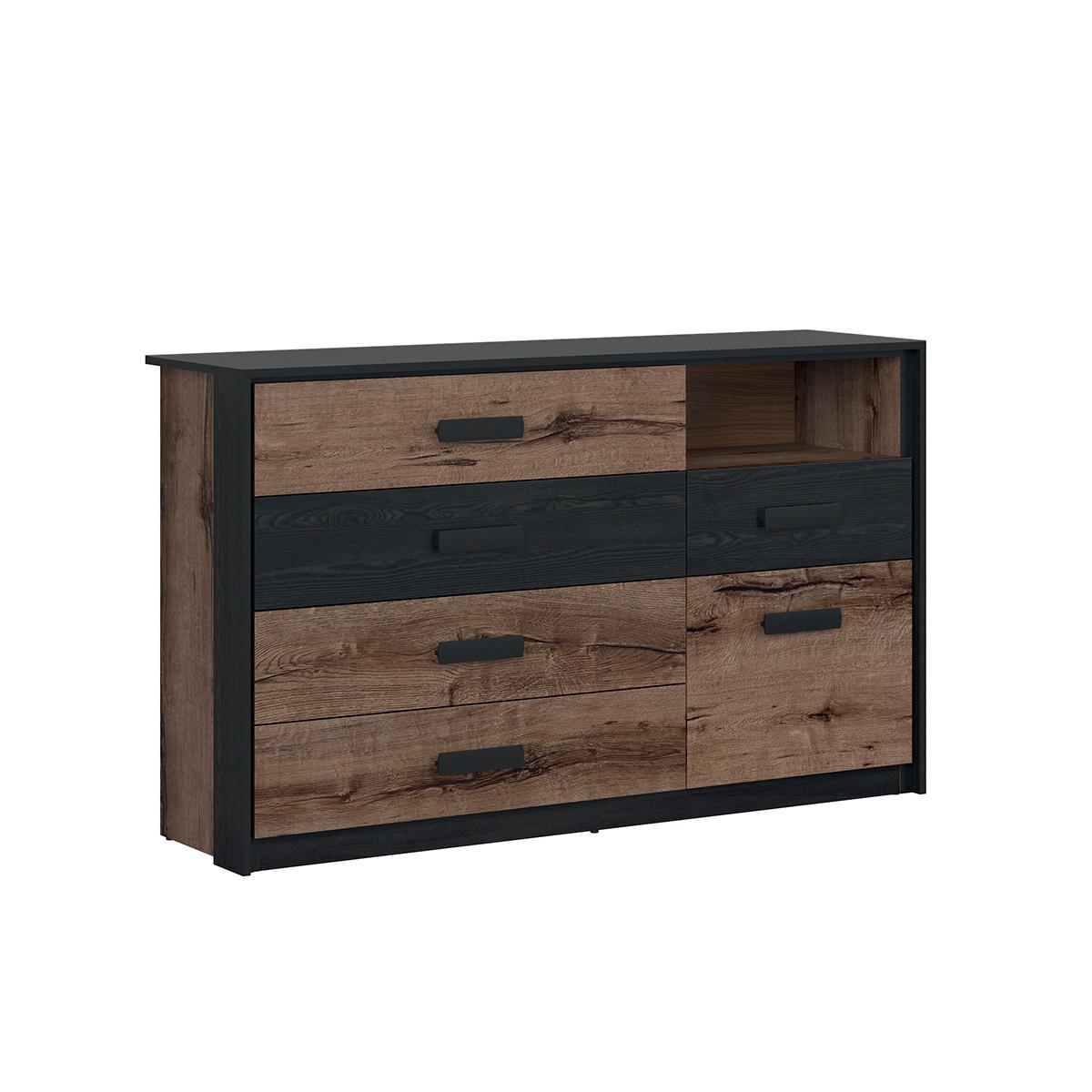 KOMMODE Romane Holz und Schwarz - Schwarz, Holzwerkstoff (150/90/41cm) - Petits-meubles