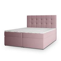 BOXBETT PALMA 140x200 cm mit Matratze und Topper, H2+H3 - Rosa - Rosa, Holz (140/200cm) - MASSENO