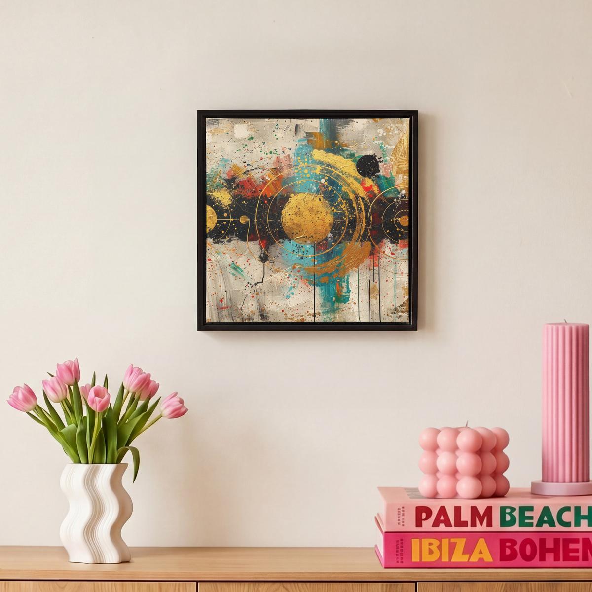 LEINWAND Bilder mit Rahmen - Abstrakt - Kunst - Gold - Modern - 20x20 - Multicolor, Textil (20/20cm) - MuchoWow