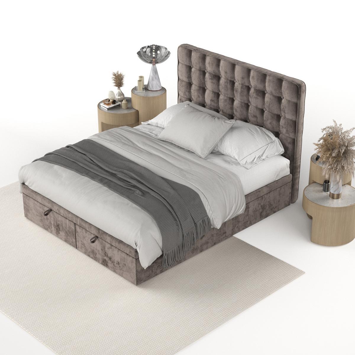 POLSTERBETT Celestia mit Stauraum 140/200 cm Braun im Lotta Stoff - Schwarz/Braun, Holz/Holzwerkstoff (140/200cm) - AltaBeds