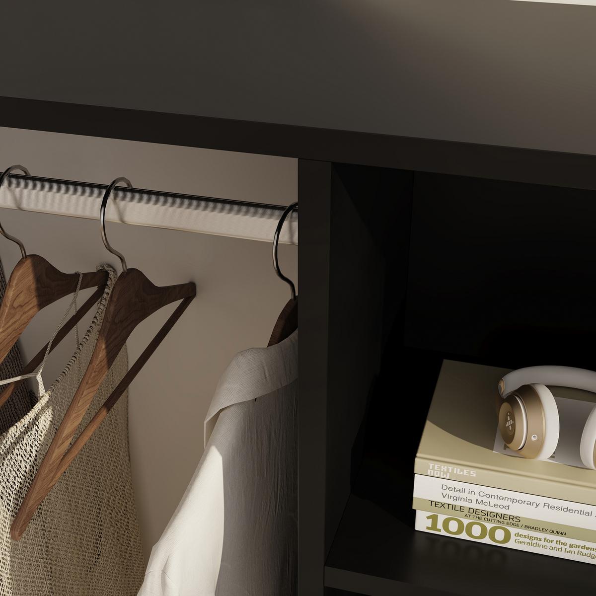 KLEIDERSCHRANK Nesbyen - Schwarz, Holzwerkstoff (90/126/30cm) - [en.casa]
