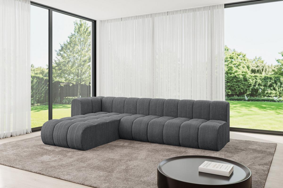 ECKSOFA modulares Sofa Darnel-L2 - 296x177x70 cm Dunkelgrau - Dunkelgrau, Holzwerkstoff/Textil (296/177cm) - ALTDECOR