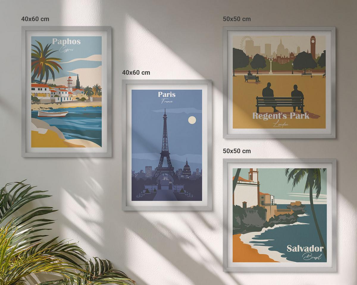 BILDER SET 4er Set - 50x50 cm & 40x60 cm Silberner Rahmen - Architektur der Küstenstädte - Silberfarben, Kunststoff (50/50cm) - TULUP