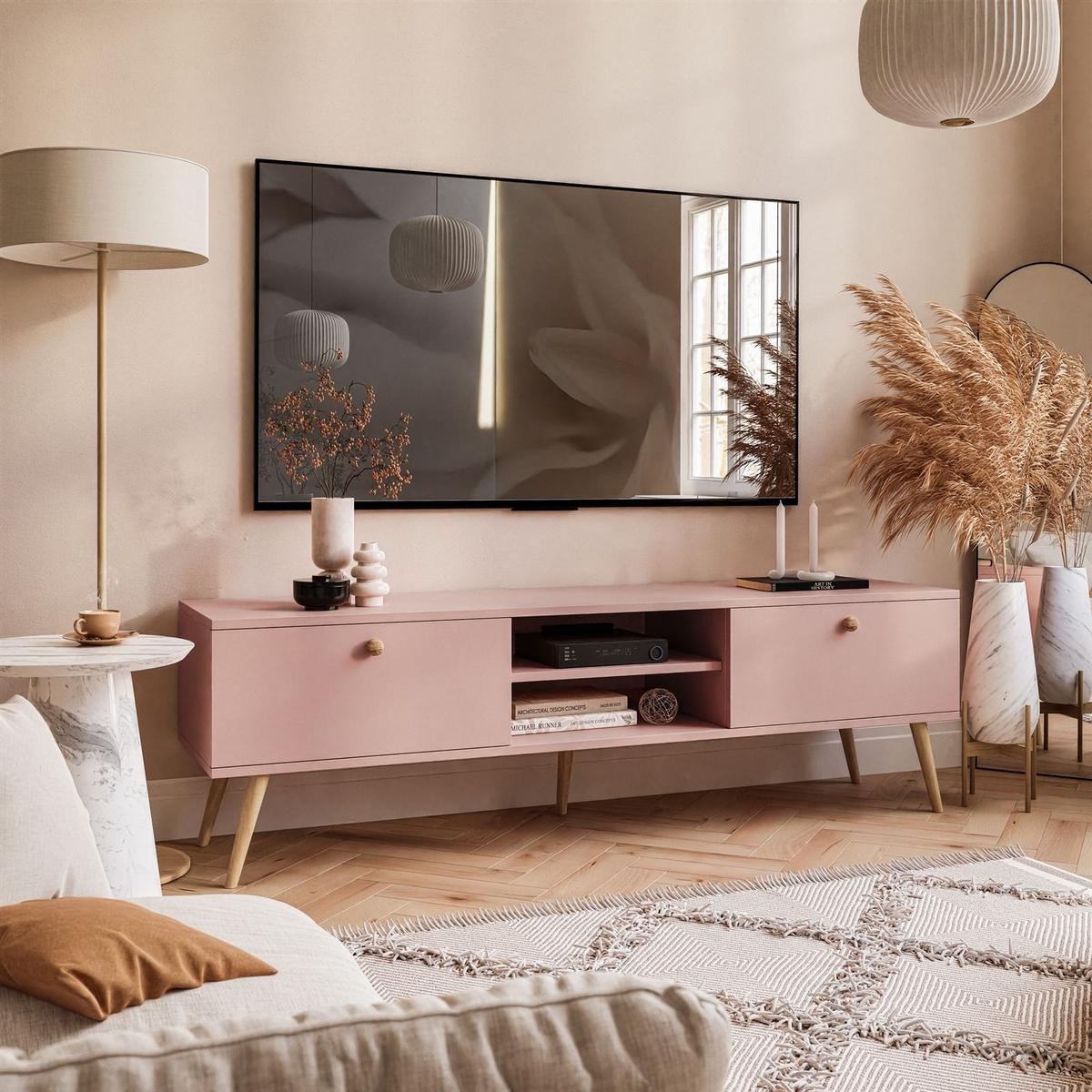 RTV Schrank HARMONY 170 cm Natürlich Rosa - Rosa, Holzwerkstoff (170/50/41cm) - Lookway