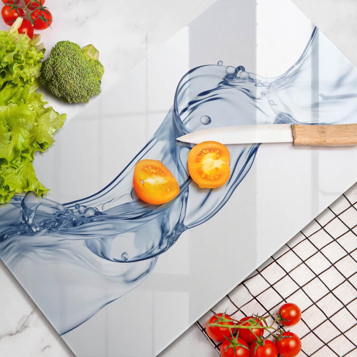 GLASPLATTE 30x52 cm Reines Wasser - Pastellblau, Glas (30/52cm) - Wallfluent