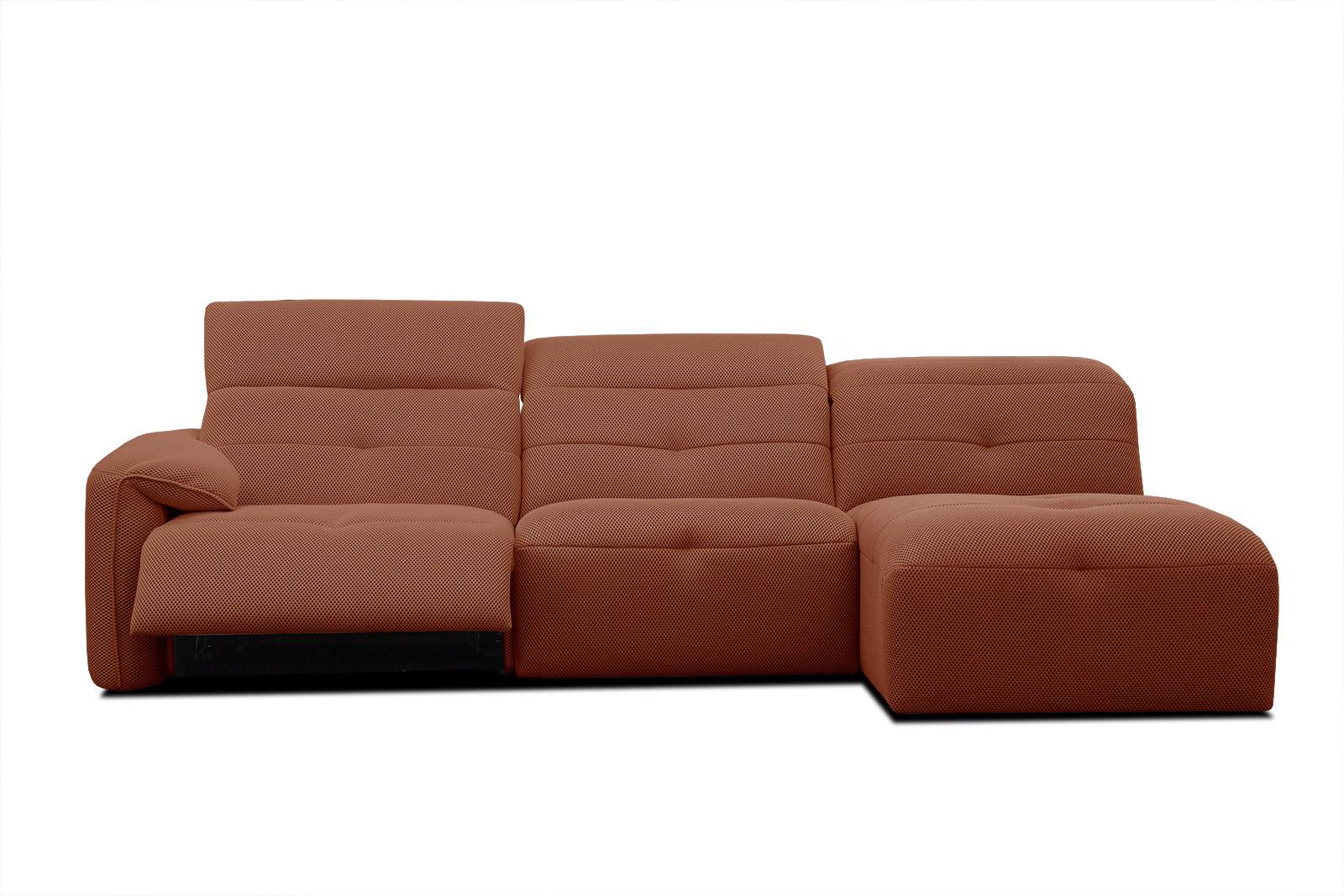 ECKSOFA TRENTO 4-Sitzer mit 1 Relaxfunktion, dunkelorange - Dunkelorange/Schwarz, Holzwerkstoff/Kunststoff (262/165cm) - Wozimo