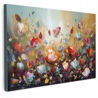 LEINWANDBILD Blumen - Kunst - Natur - Ölgemälde Gemälde 60x40 cm - Multicolor, Textil (60/40cm) - MuchoWow