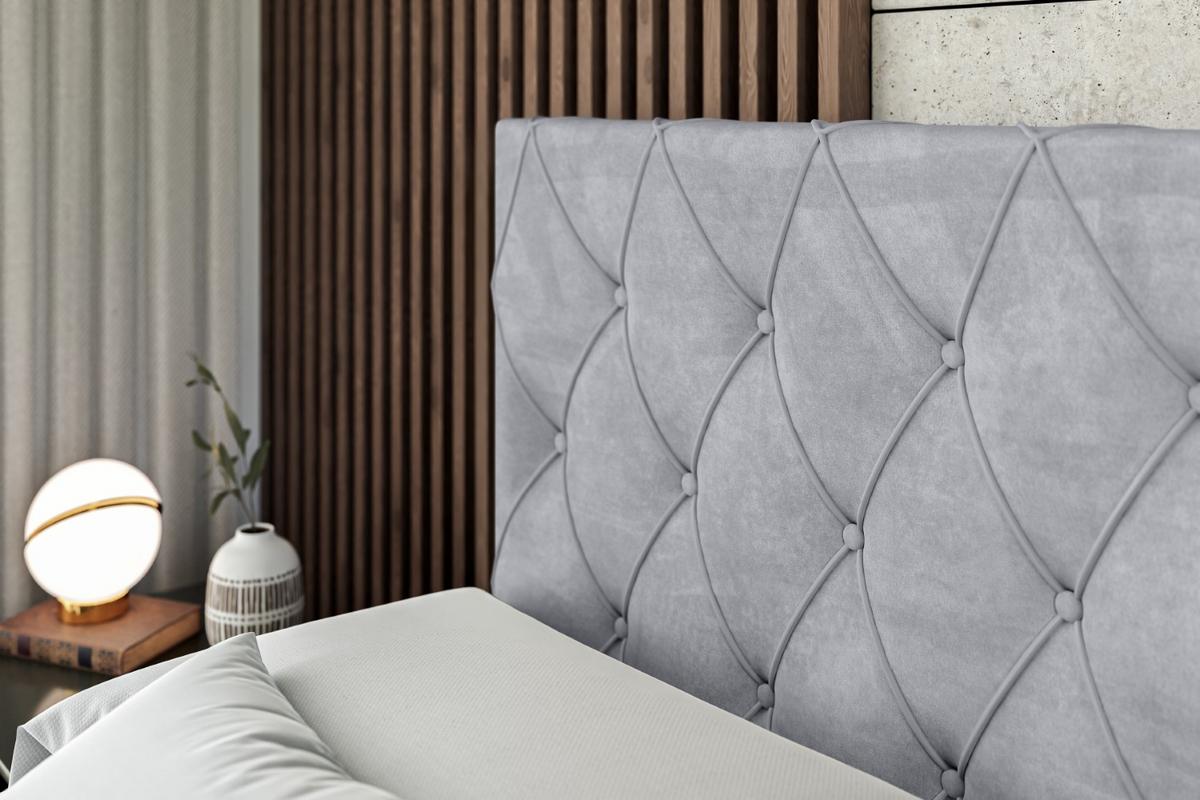 BOXSPRINGBETT AMAY-Z KING - 140x200 - H3/H4 - Hellgrau - Hellgrau, Holzwerkstoff (140/200cm) - ALTDECOR