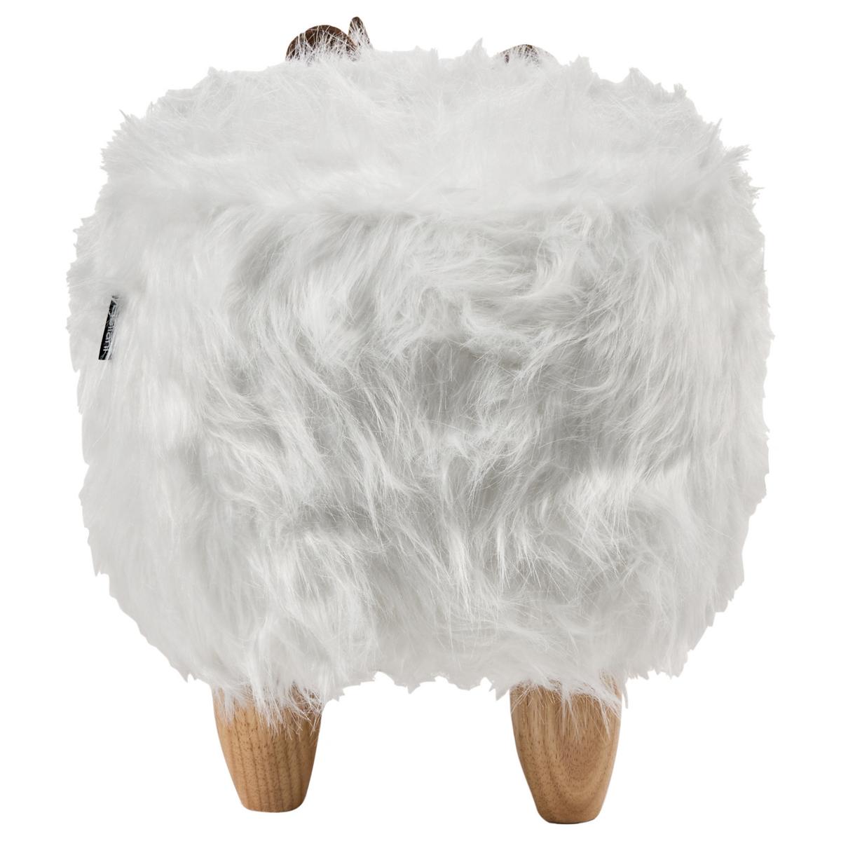 TIERHOCKER Sandbeige Woolly - Weiß/Braun, Kunststoff (66/37/36cm) - Beliani