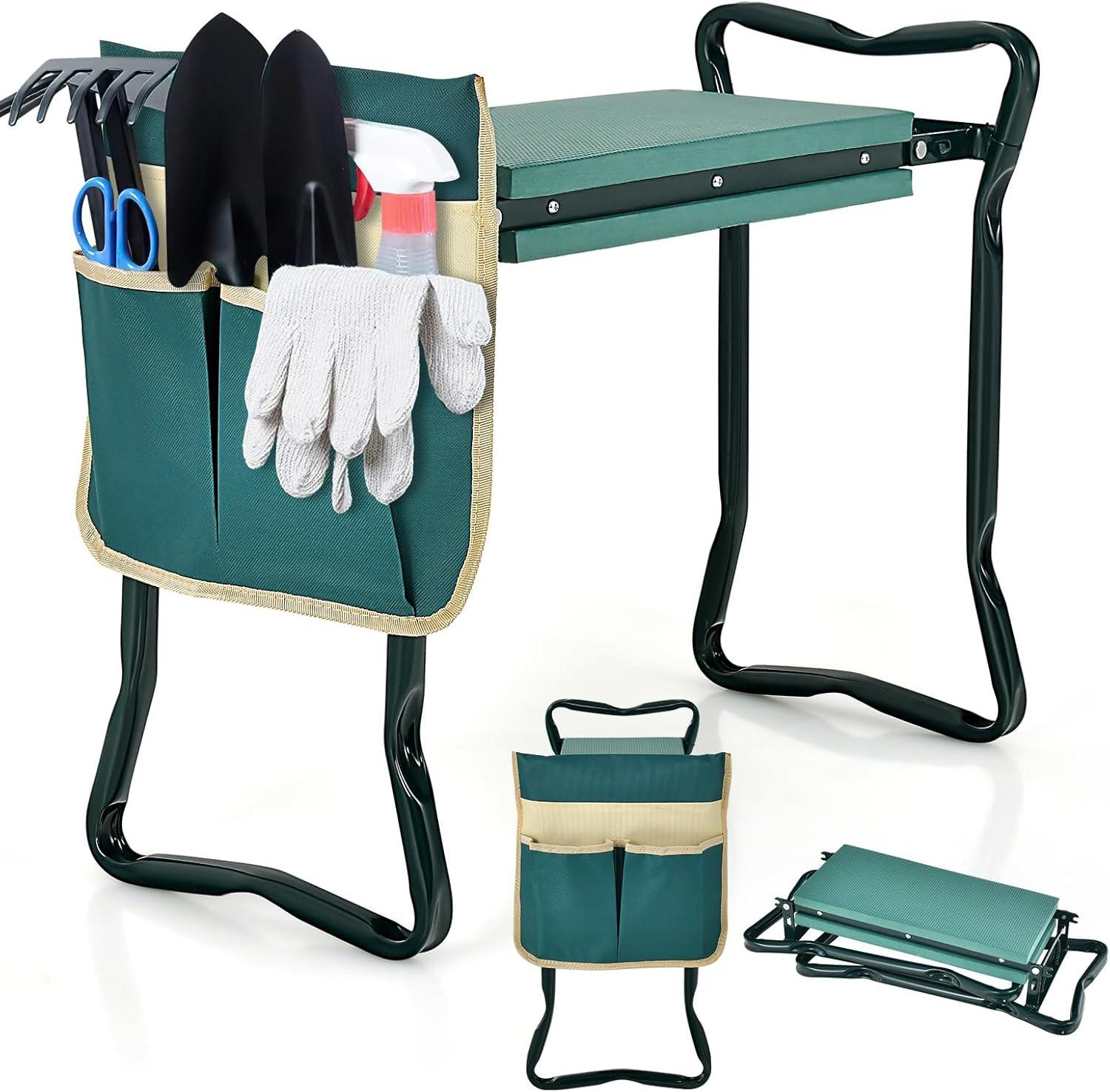 KNIEBANK Grün - Grün, Metall (58/50/27.5cm) - COSTWAY