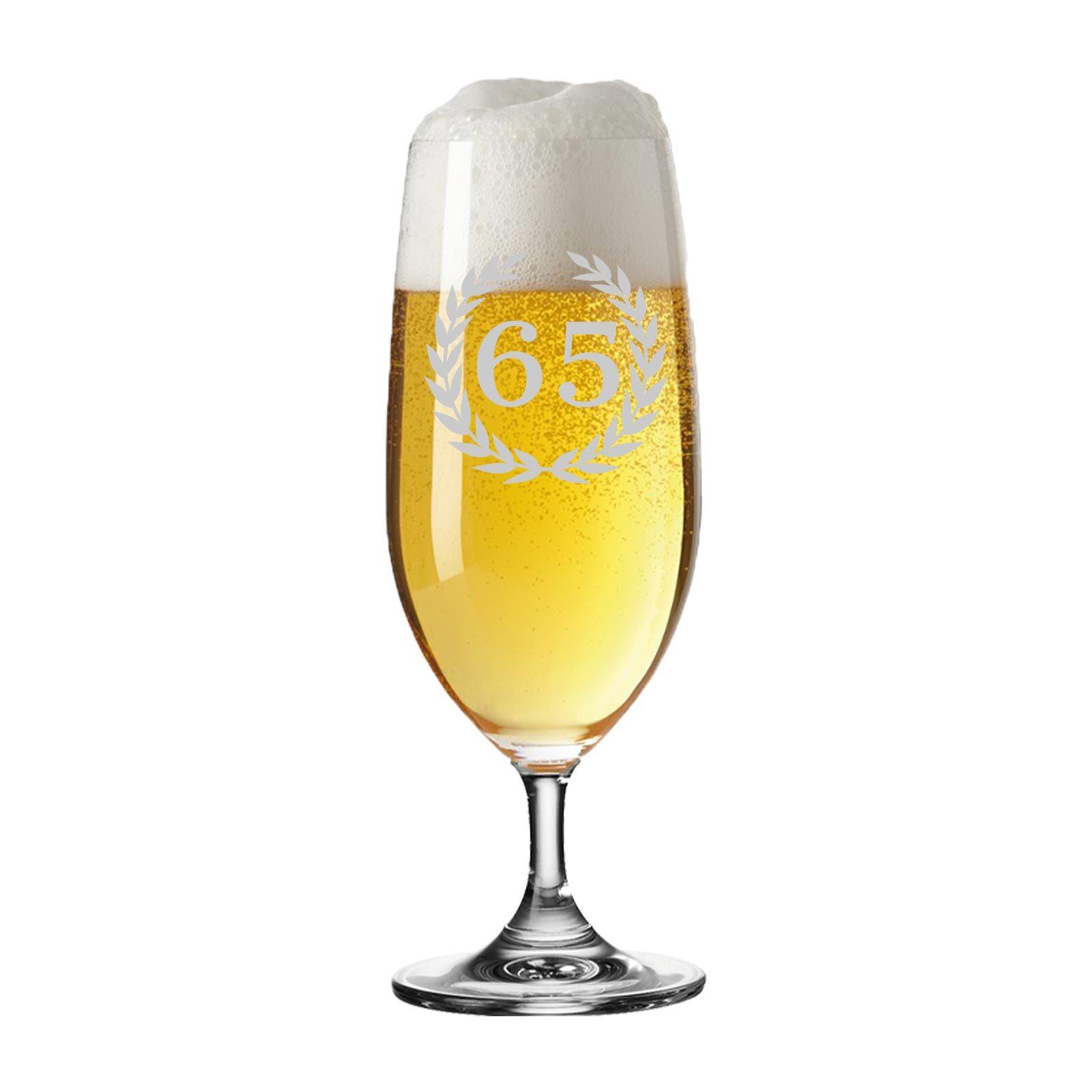 BIERTULPE PILSGLAS MIT GRAVUR 65. Jubiläum transparent 360 ml - Transparent, Glas (0.36L) - LUXENTU